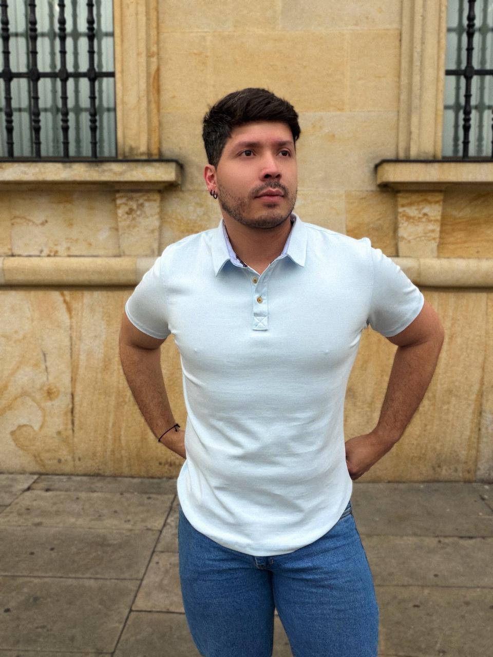 Polo Seda Premium Azul Claro