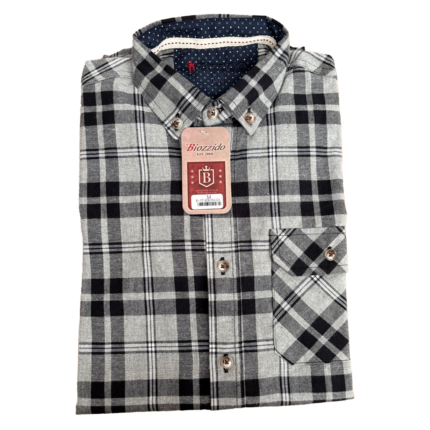 Camisa Manga Larga Cuadros Negro