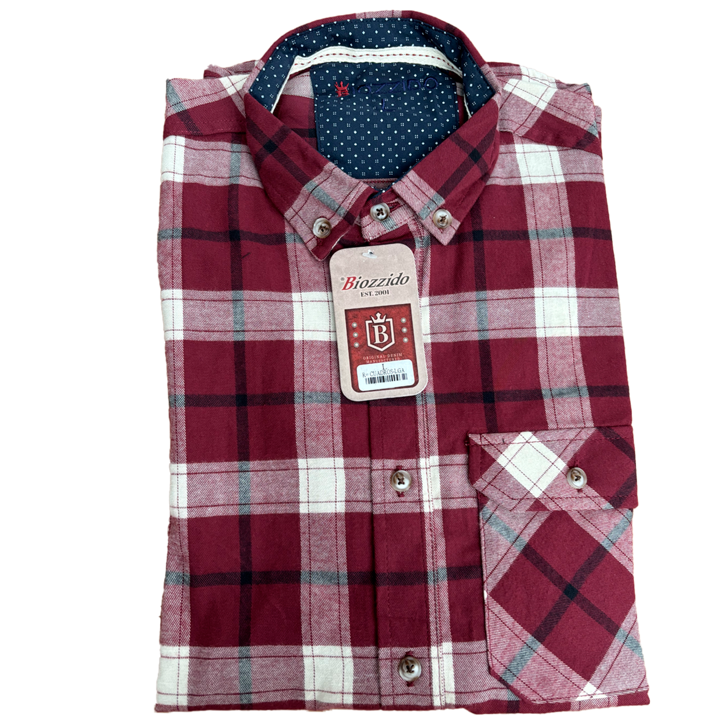 Camisa Manga Larga Cuadros Cereza