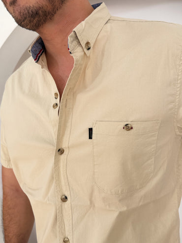 Camisa Manga Corta Solo Fondo Beige