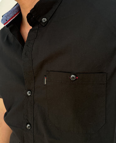 Camisa Manga Corta Solo Fondo Negra