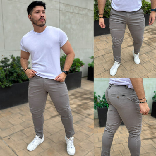 Pantalón Dril Confort Gris Perla
