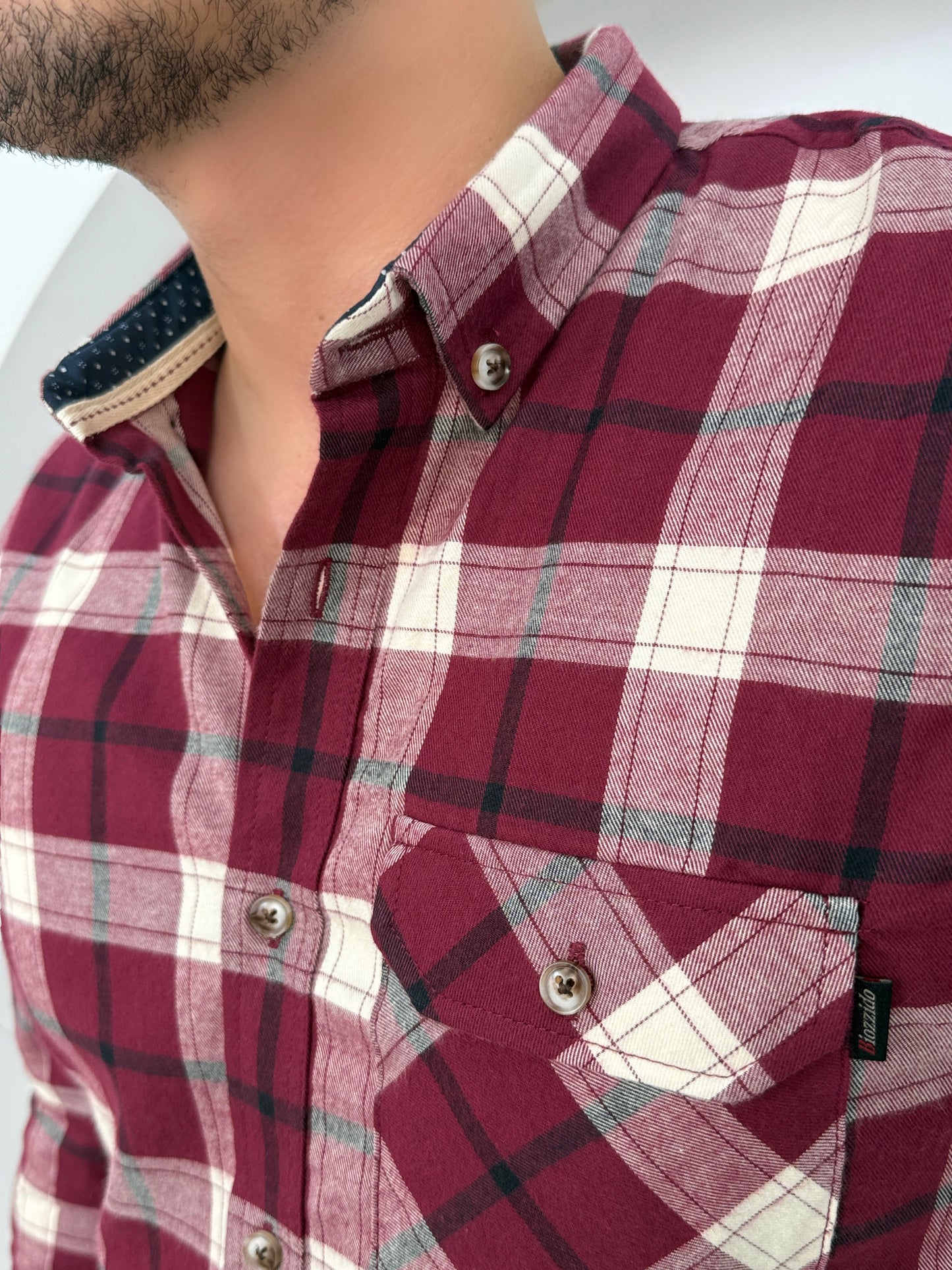 Camisa Manga Larga Cuadros Cereza