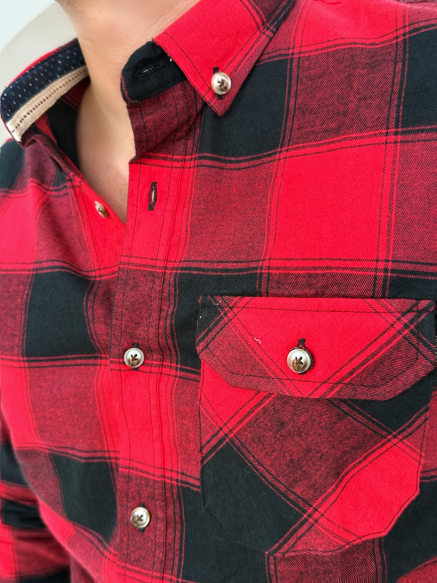 Camisa Manga Larga Cuadros Roja