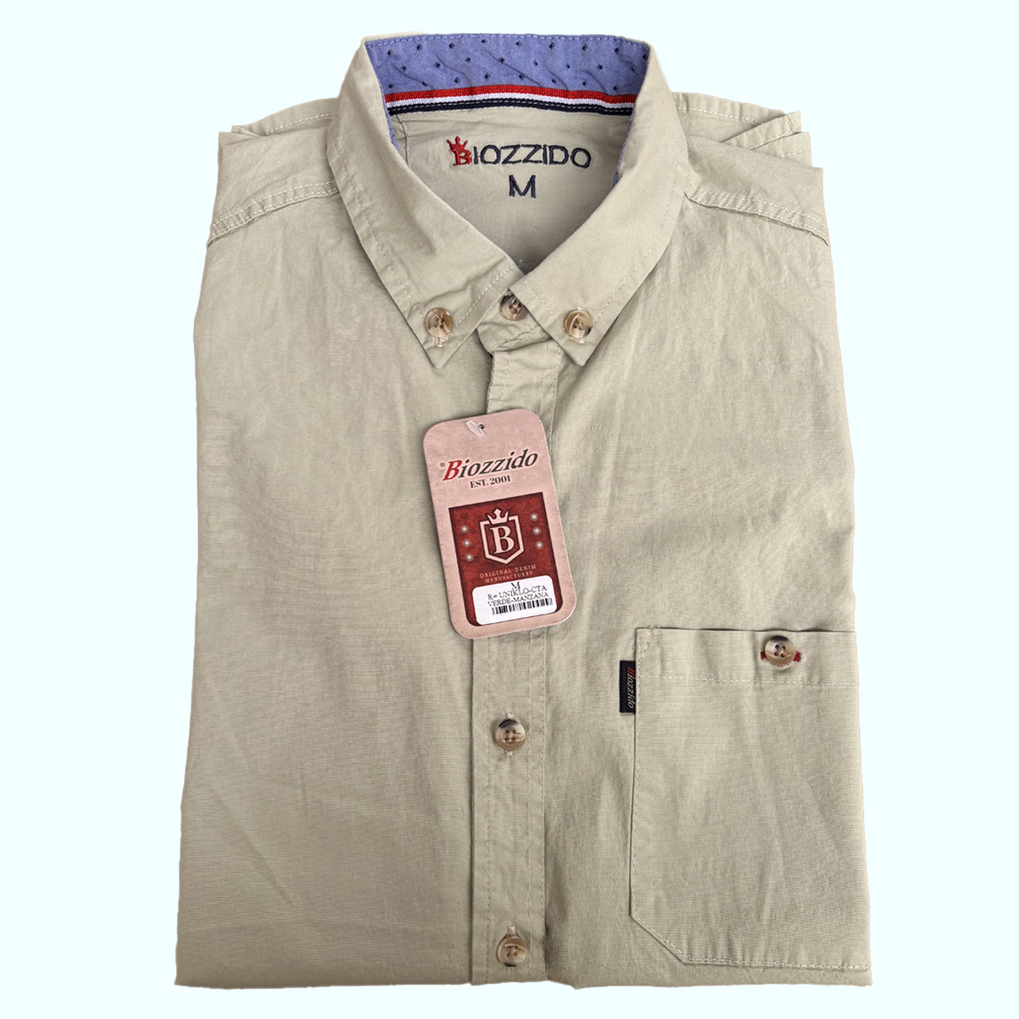 Camisa Manga Corta Solo Fondo Verde Manzana