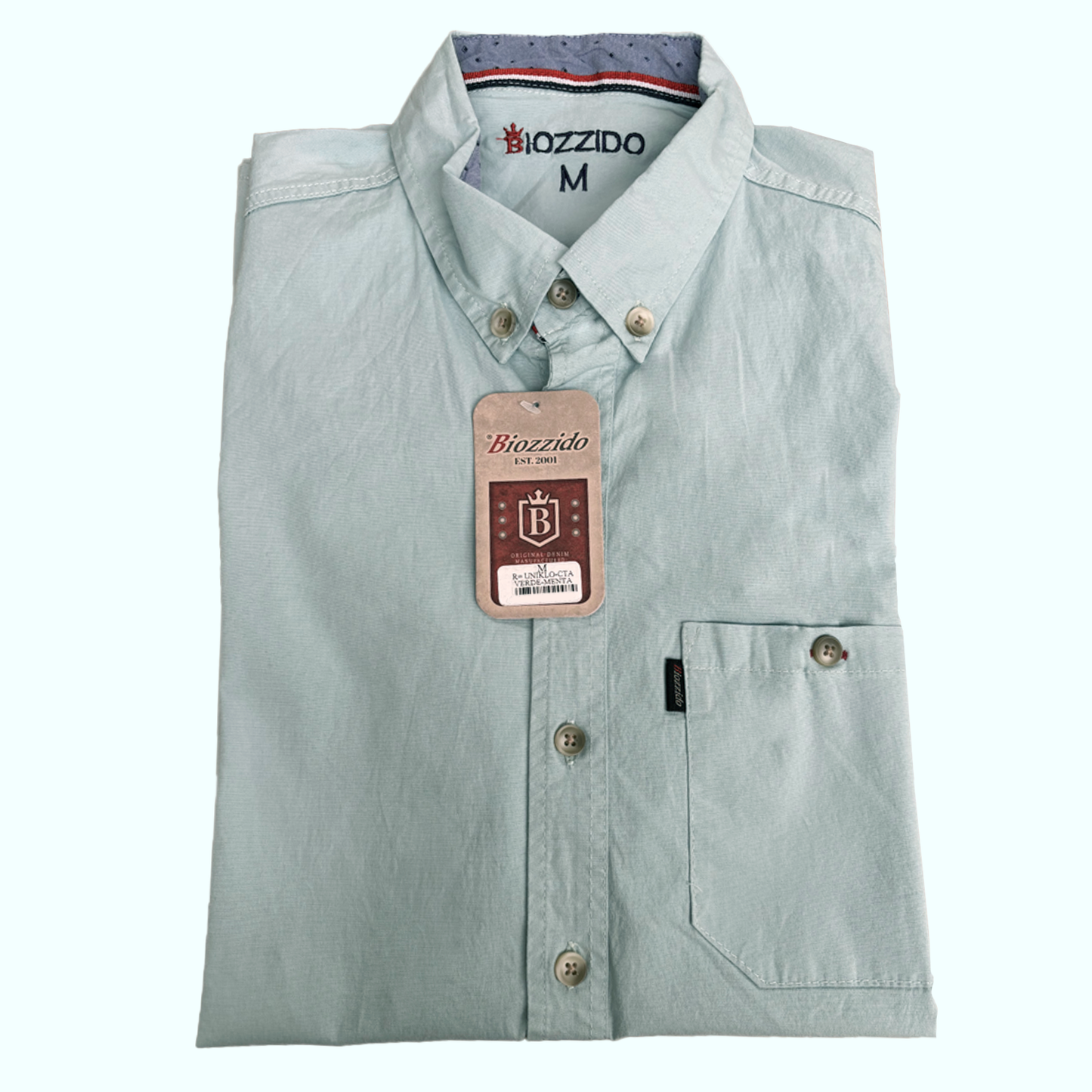 Camisa Manga Corta Solo Fondo Verde Menta