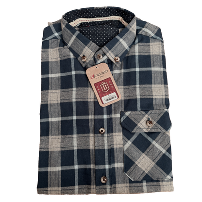 Camisa Manga Larga Cuadros Azul Medio