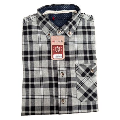 Camisa Manga Larga Cuadros Negro