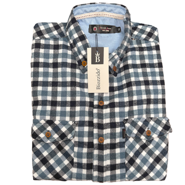 Camisa Cuadros Manga Corta Azul