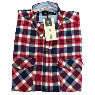 Camisa Cuadros Manga Corta Azul Rojo