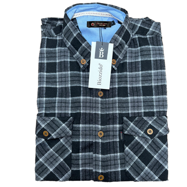 Camisa Cuadros Manga Corta Negro