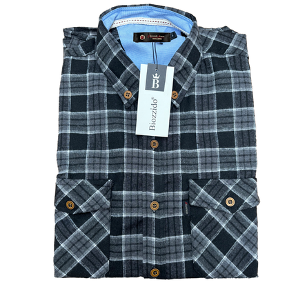 Camisa Cuadros Manga Corta Negro