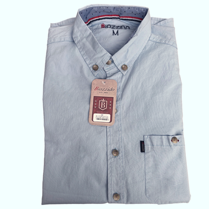 Camisa Manga Corta Solo Fondo Azul Bebe