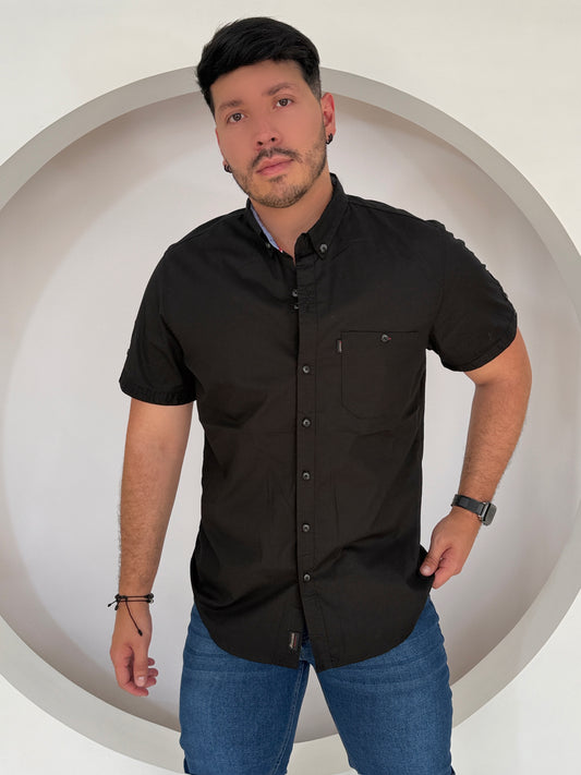 Camisa Manga Corta Solo Fondo Negra