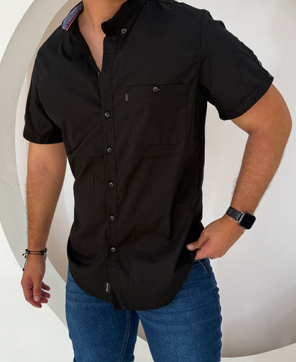 Camisa Manga Corta Solo Fondo Negra