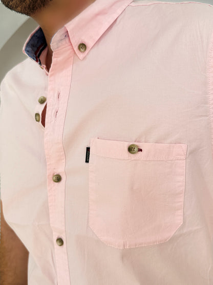 Camisa Manga Corta Solo Fondo Rosado