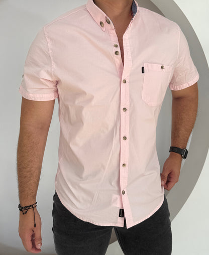 Camisa Manga Corta Solo Fondo Rosado