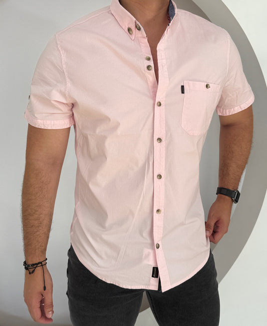 Camisa Manga Corta Solo Fondo Rosado