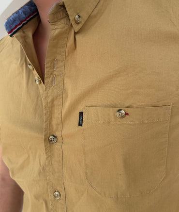 Camisa Manga Corta Solo Fondo Taupé