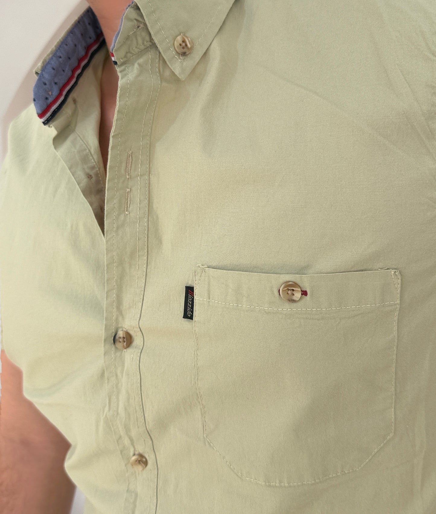 Camisa Manga Corta Solo Fondo Verde Manzana